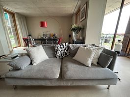 Sofa 220cm grau mit Kissen guter Zustand
