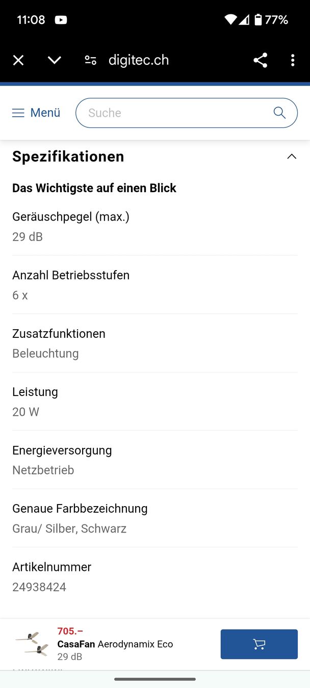 Ventilateurs: Deckenventilator  – D'occasion à Grenchen par Aifisch 1