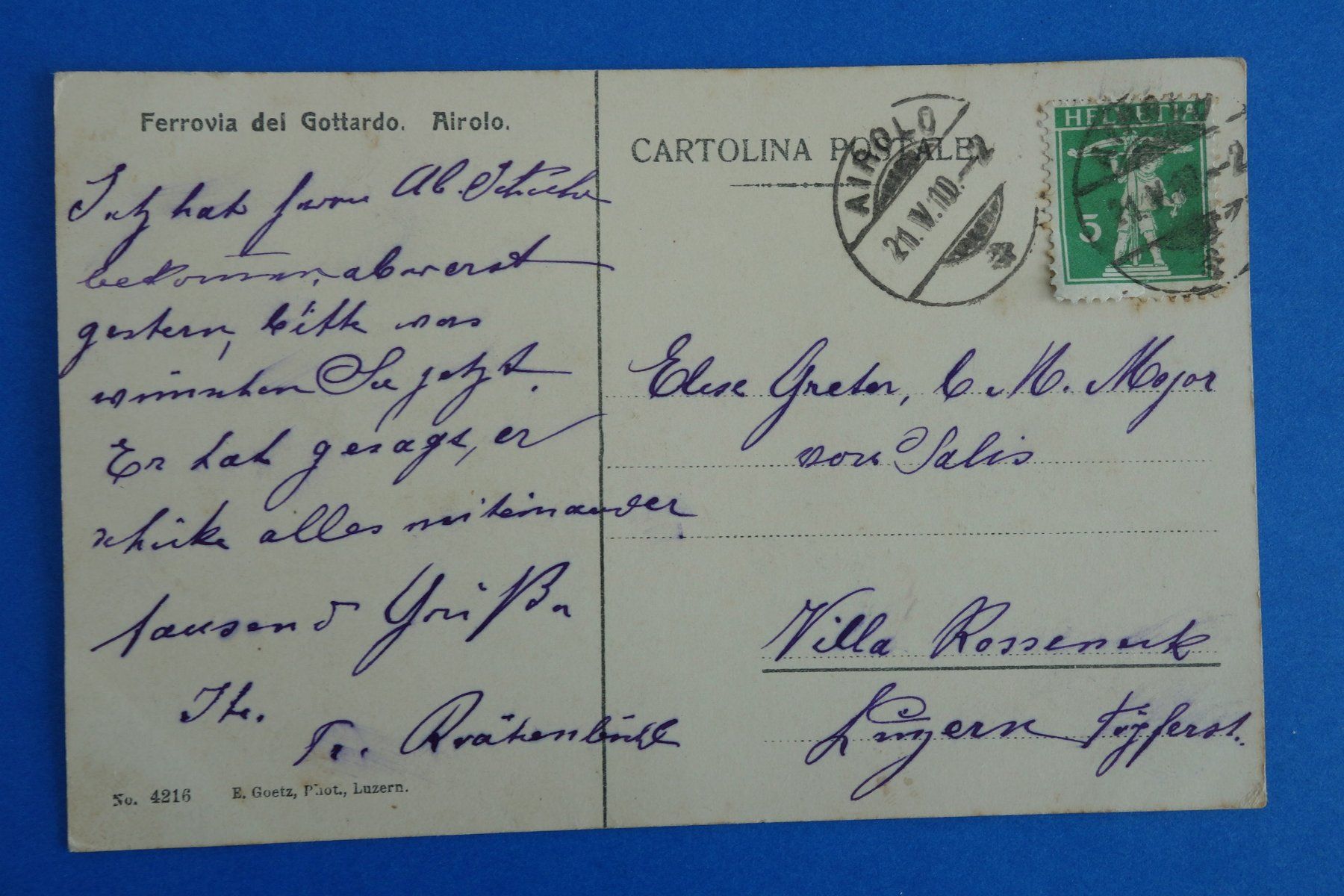 Cartoline postali: AIROLO - Strada principale - 1910 – Usato da Ibach venduto da Ibanto 2