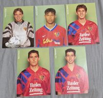 5 FC Basel Autogrammkarten Spieler 90er Jahre ohne Signatur
