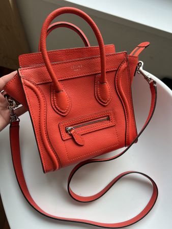Authentic Orange Celine Nano Luggage Bag, rare color