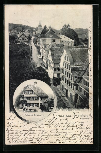 Cartoline postali: AK Hemberg, Ortsansicht, Pension Brunner – Usato da Berlin venduto da bartko-reher