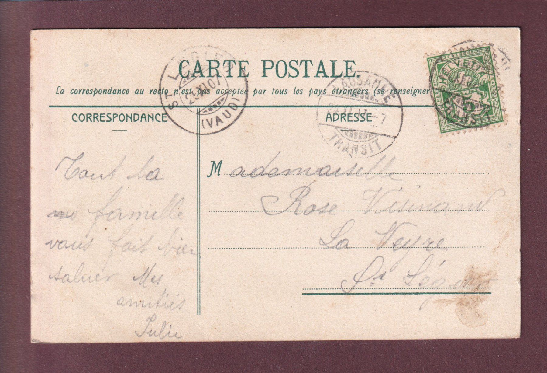 Cartoline postali: LAUSANNE - Cathédrale - 1907 – Usato da Pully venduto da nicecards 1