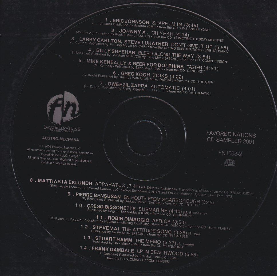 CD: Favored Nations CD Sampler 2001 Rarität – Usato da Zürich venduto da good-rabbit 1