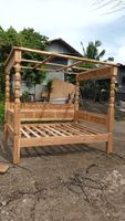 Himmelbett Teak Holz Einzelbett Doppelbett Betten Holzbett
