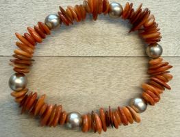 Armband, elastisch orange/goldfarben!