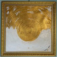 Goldenes abstraktes Kunstwerk im Rahmen, 60 x 60 cm