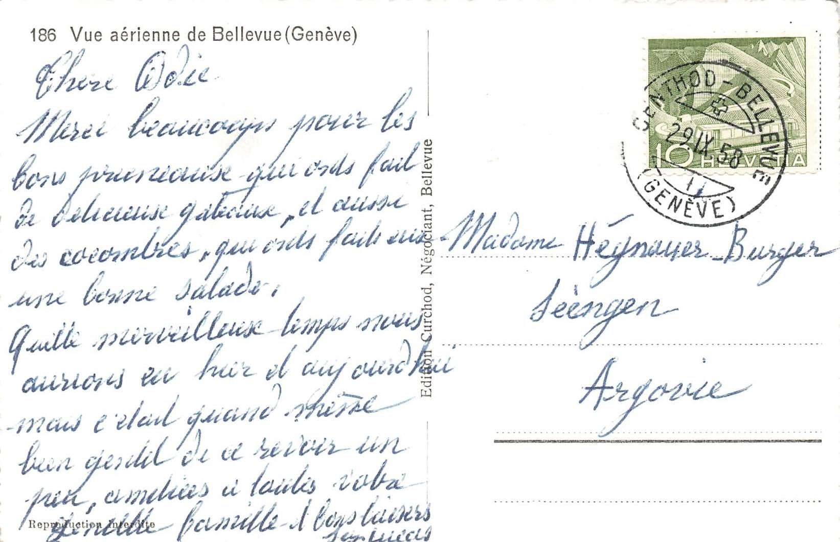 Cartoline postali: Vue aérienne de Bellevue Geneve – Usato da Biasca venduto da Blenio71 1