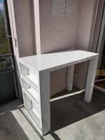 Bartisch weiss Hochglanz 120x60x100 cm mit Regal