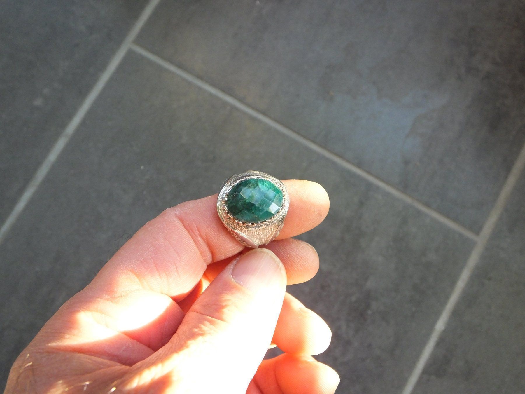 Ringe: Herrenring mit Echtem Emerald Stein – Neu (gemäss Beschreibung) aus Unterentfelden von l654321a 1