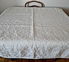 Antike Tischdecke Leinendamast Monogramm CK