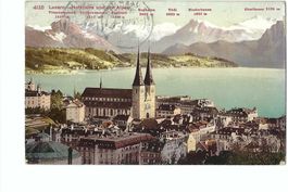 Luzern, Hofkirche und die Alpen! 1908