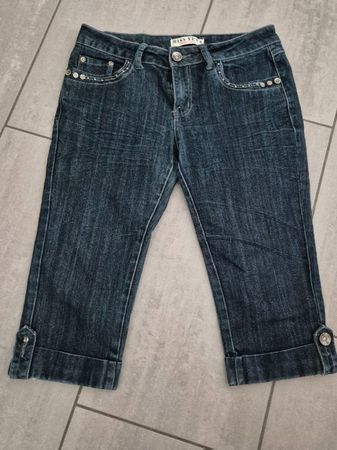 N&W Denim Caprihose mit Ketten-Detail, Size 46, 90%Baumwolle