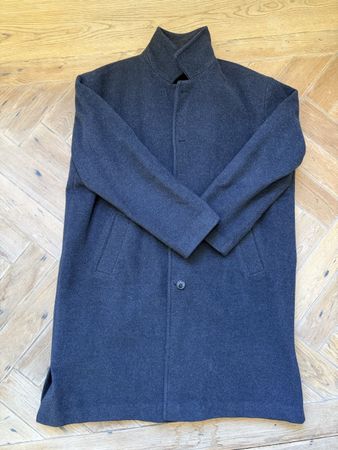 Herren Mantel dunkelgrau Wolle Stehkragen