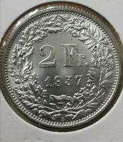 2 Franken 1957 stlg Silber