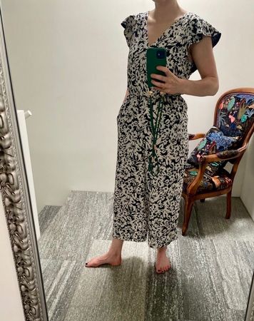 H&M Summer Jumpsuit, Size 36, Navy & White Floral Print.