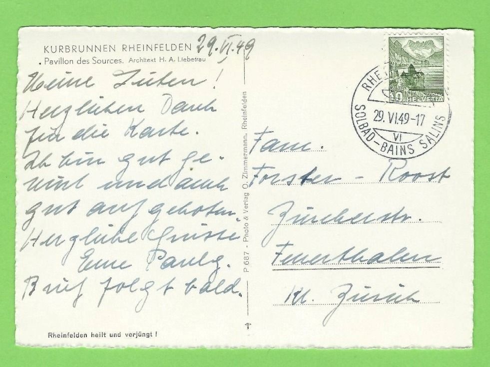 Cartoline postali: Kurbrunnen Rheinfelden – Usato da Zürich venduto da t24_de 1