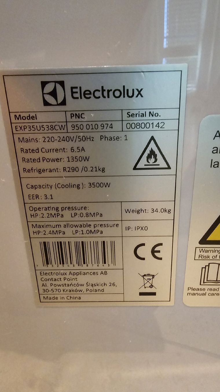 Electrolux Klimageräte: Klimaanlage Electrolux mobile Klimagerät EXP35U538CW mit Fer – Gebraucht aus Zürich von stasssi 1