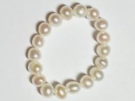 Süsswasser Perlen, Elast Fingerring Grösse 54