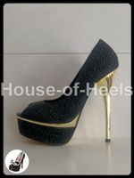 Escarpins peep-toe Beltran 36 talon 15cm plateau 5cm paillet