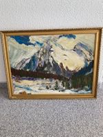 Winterliches Bergpanorama-Ölgemälde mit Goldrahmen!