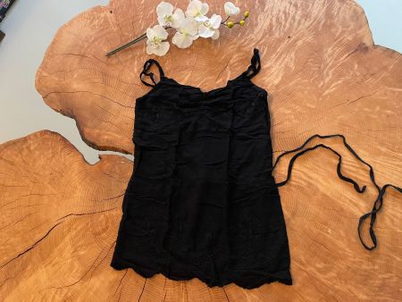 Schwarzes Top mit Stickerei/ Top noir broderies KOOKAI T. 40