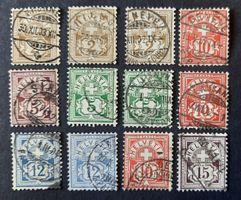 6-13-2 Timbres Helvetia type chiffre oblitérés. 