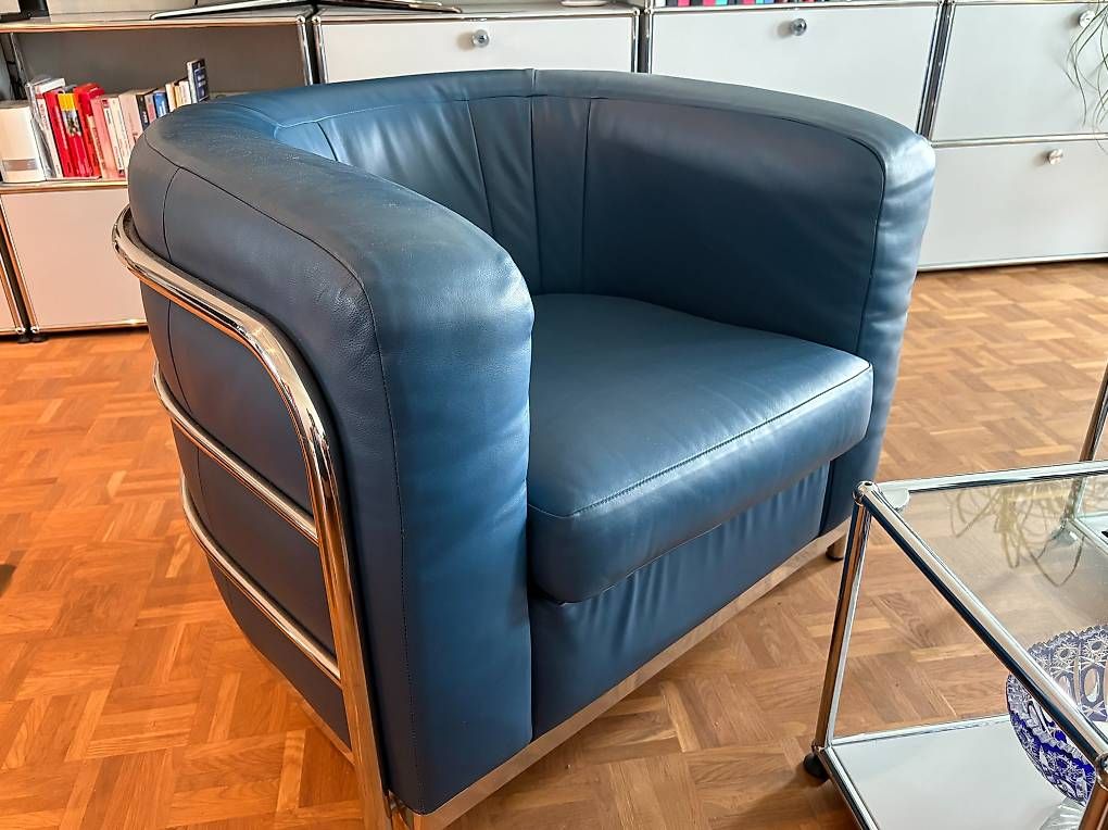 Zanotta Sofas: 2 Zanotta Onda Designer-Sofas. Leder royal-blau – D'occasion à Hondrich par Achilles_500 4