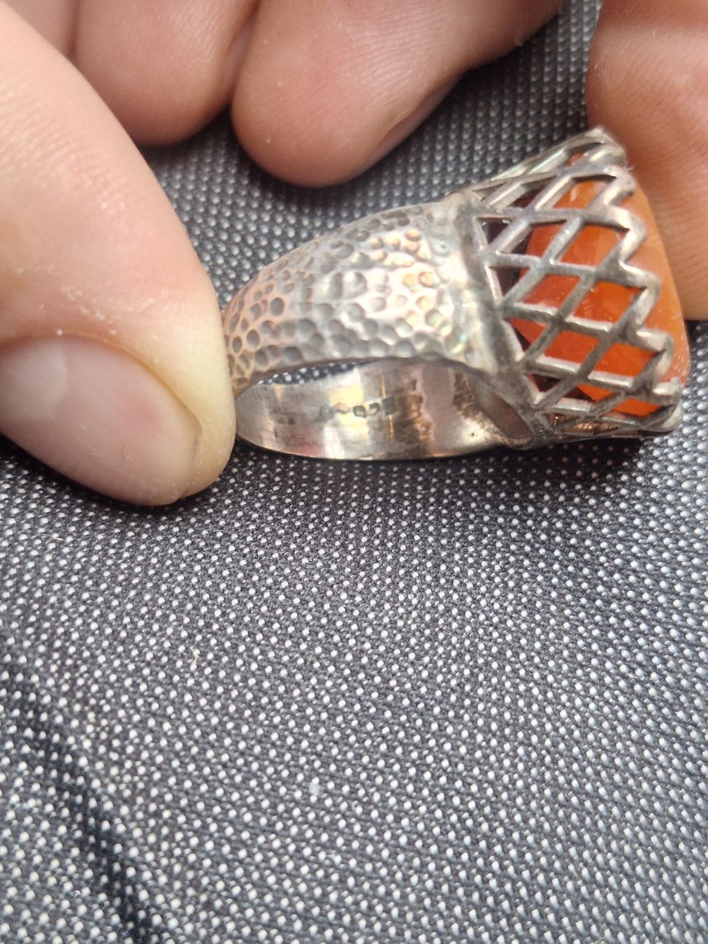Anelli: Bague Vintage Argent Massif et Cornaline – Usato da Crans VD venduto da Yobia8 1