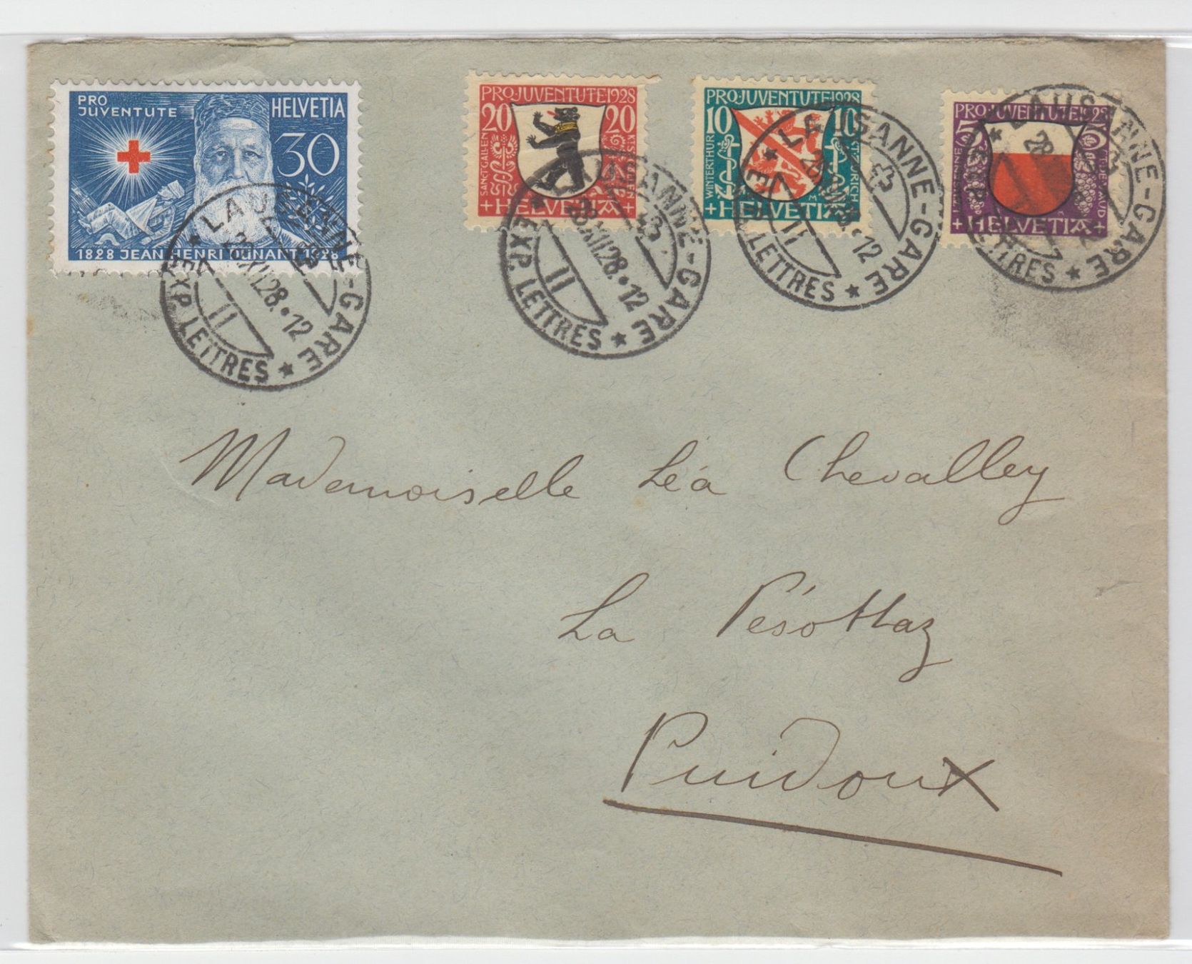 Alle Briefmarken: Pro Juventute 1928 sur carte – Gebraucht aus Boécourt von Denteles66