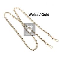 Handykette in Weiss Gold Leder/Metall 1xKarabiner Verschluss