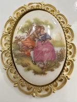 Vintage Porzellan-Medaillon Fragonard-Stil 4.5 x 3.5 cm 