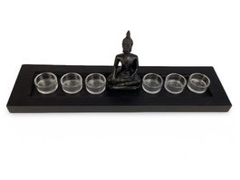 ZEN-Dekoset mit Buddha & 6 Teelichtgläsern
