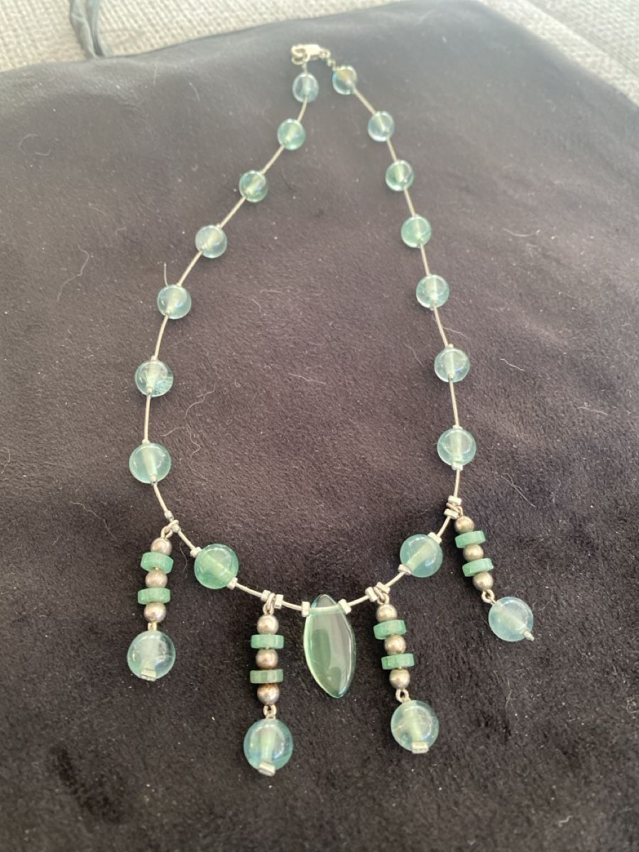 Catenine: Silberhalskette 925 mit grünen Jade – Usato da Läufelfingen venduto da Alles_Garantie 2