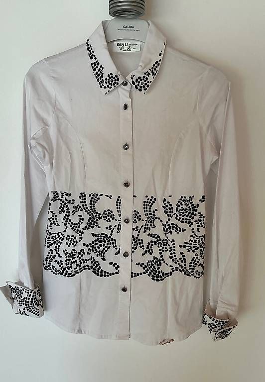 Blusen: Weisse Damen Bluse EAN 13 bestickt – Neu (gemäss Beschreibung) aus Stalden VS von alemaxm