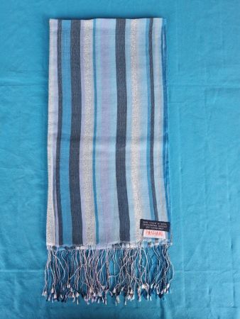Écharpe d'été en pashmina à rayures bleues, douce et élégant