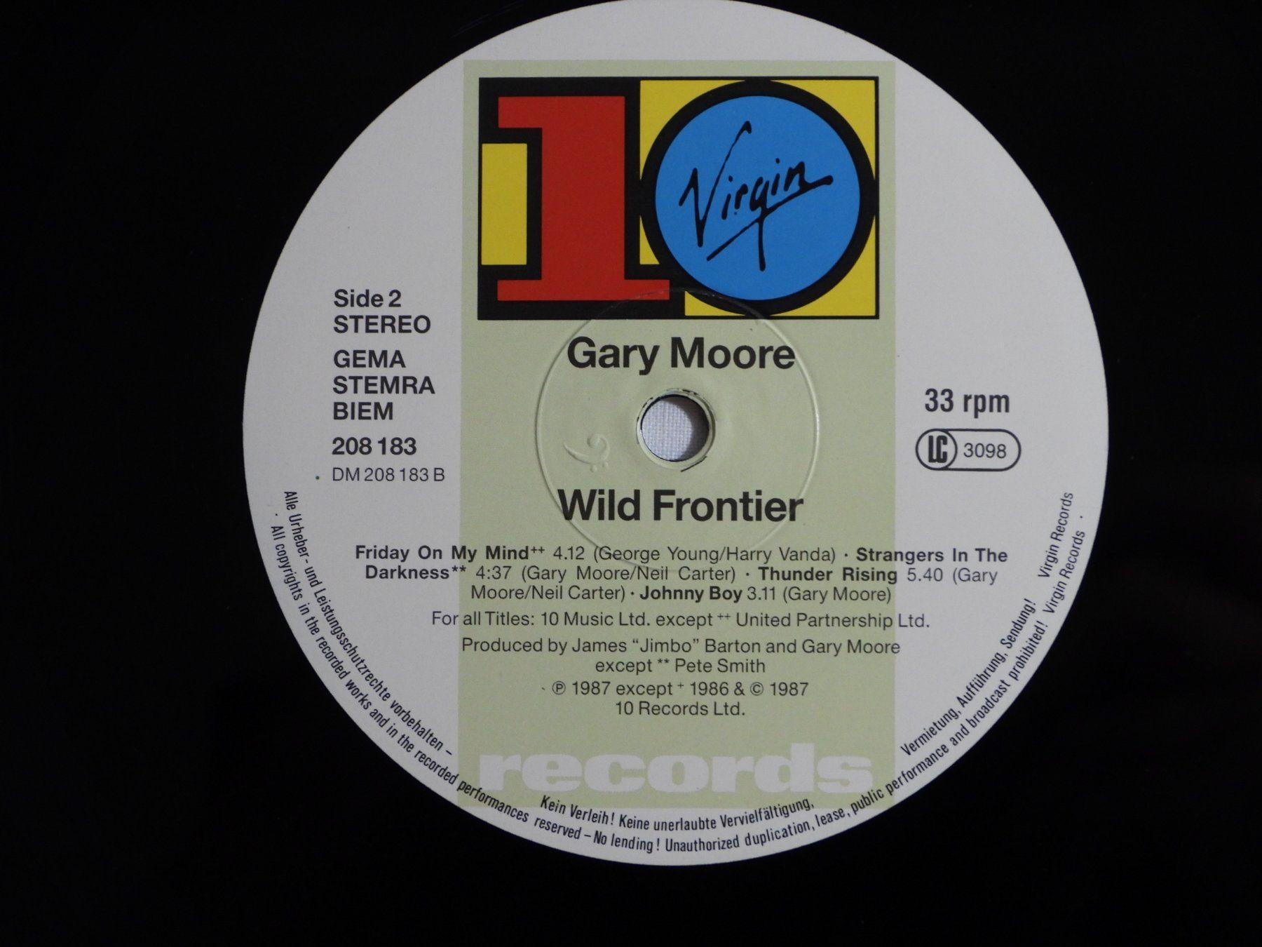 Dischi in vinile: Gary Moore - Wild Frontier (LP, Vinyl 1987) – Usato da Dübendorf venduto da mar_85sd 7