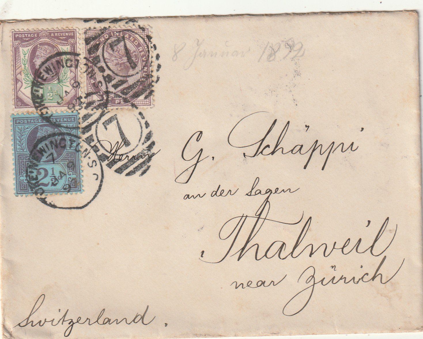 Tutti i francobolli: England Brief mit Buntfrankatur 1892 – Usato da Rorschacherberg venduto da fratovi2