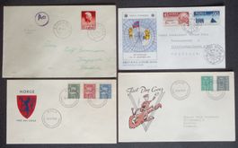 NORGE: 8 enveloppes FDC, 1942 à 1969