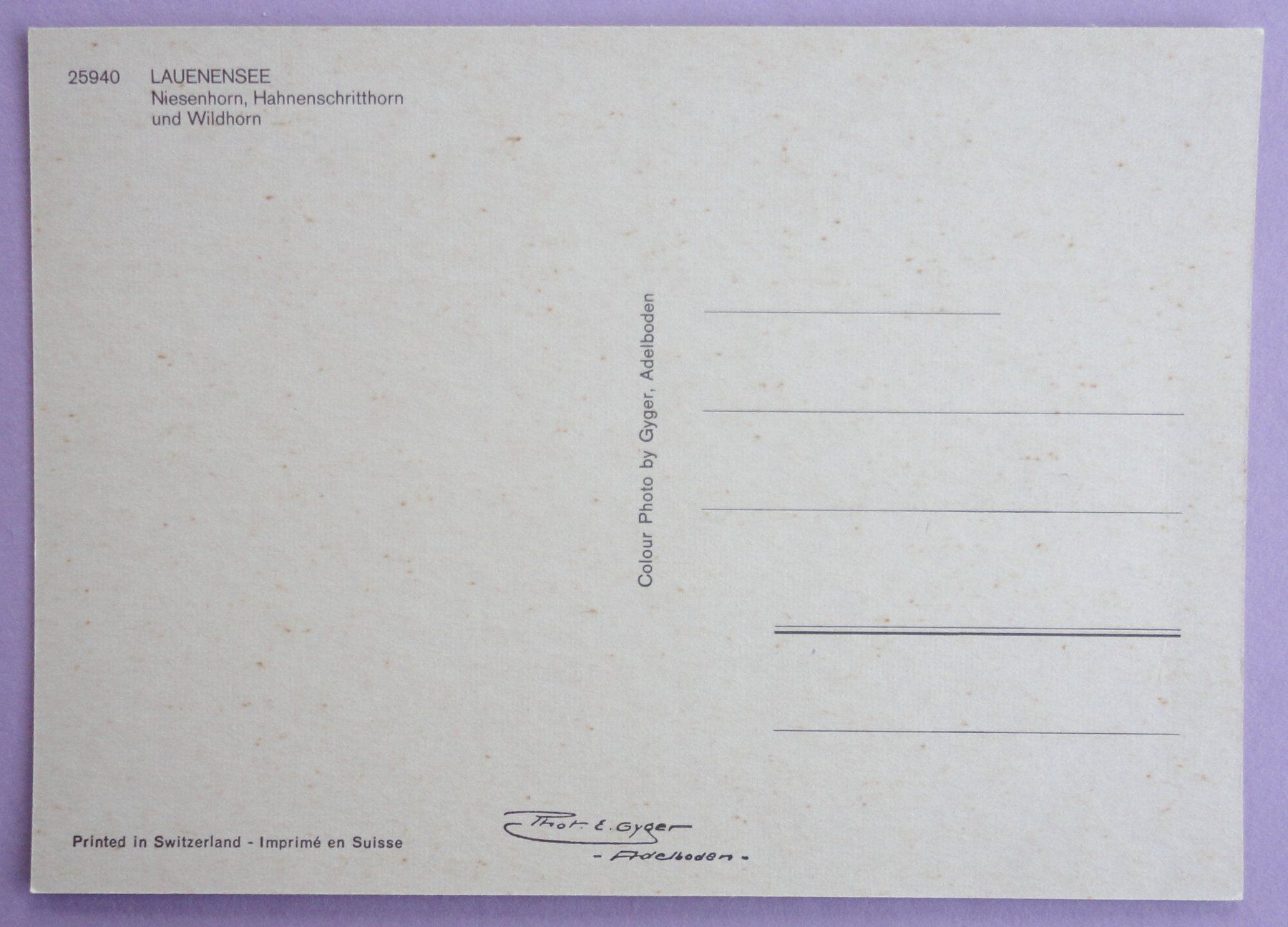 Cartoline postali: Lauenensee, Niesenhorn – Usato da Fétigny venduto da Billy2miny 1
