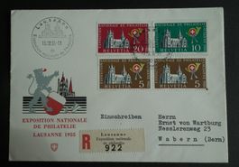 1955 Exposition Nationale Lausanne Brief mit Ausschnitte Bl