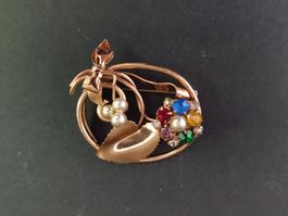 Superbe Broche Vintage Fleur & Perles – Années 40/50 !