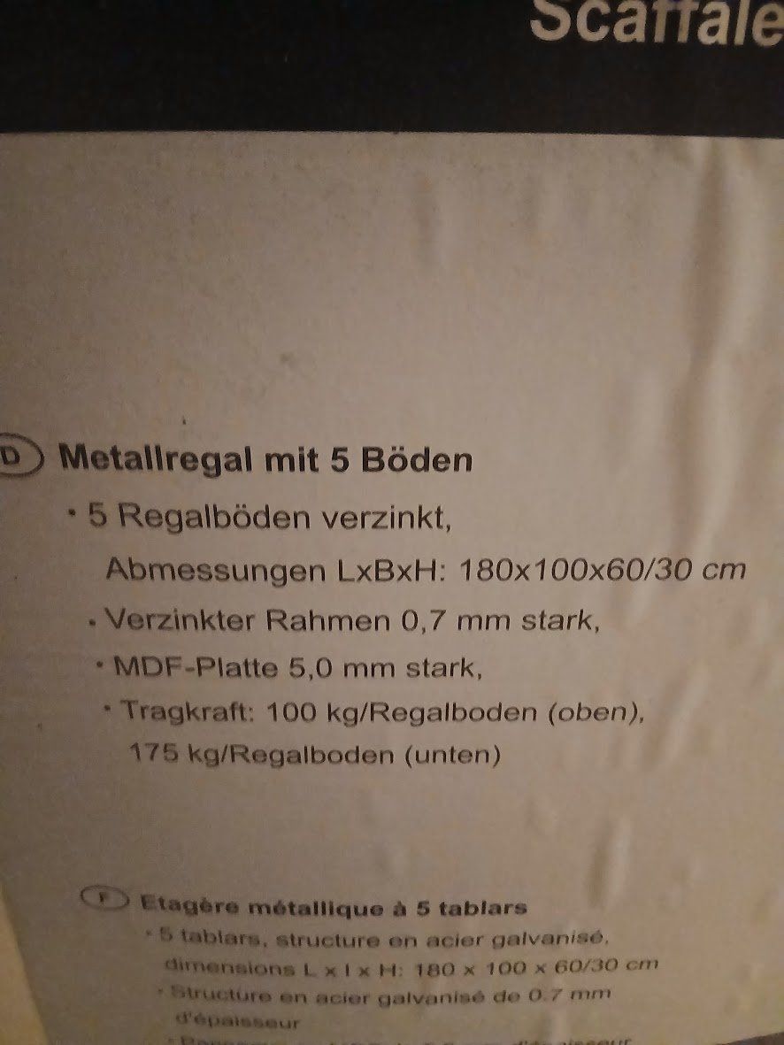 Regale: Metallregal mit 5 Böden – Neu und originalverpackt aus Aeschi b. Spiez von Ueli1505 1