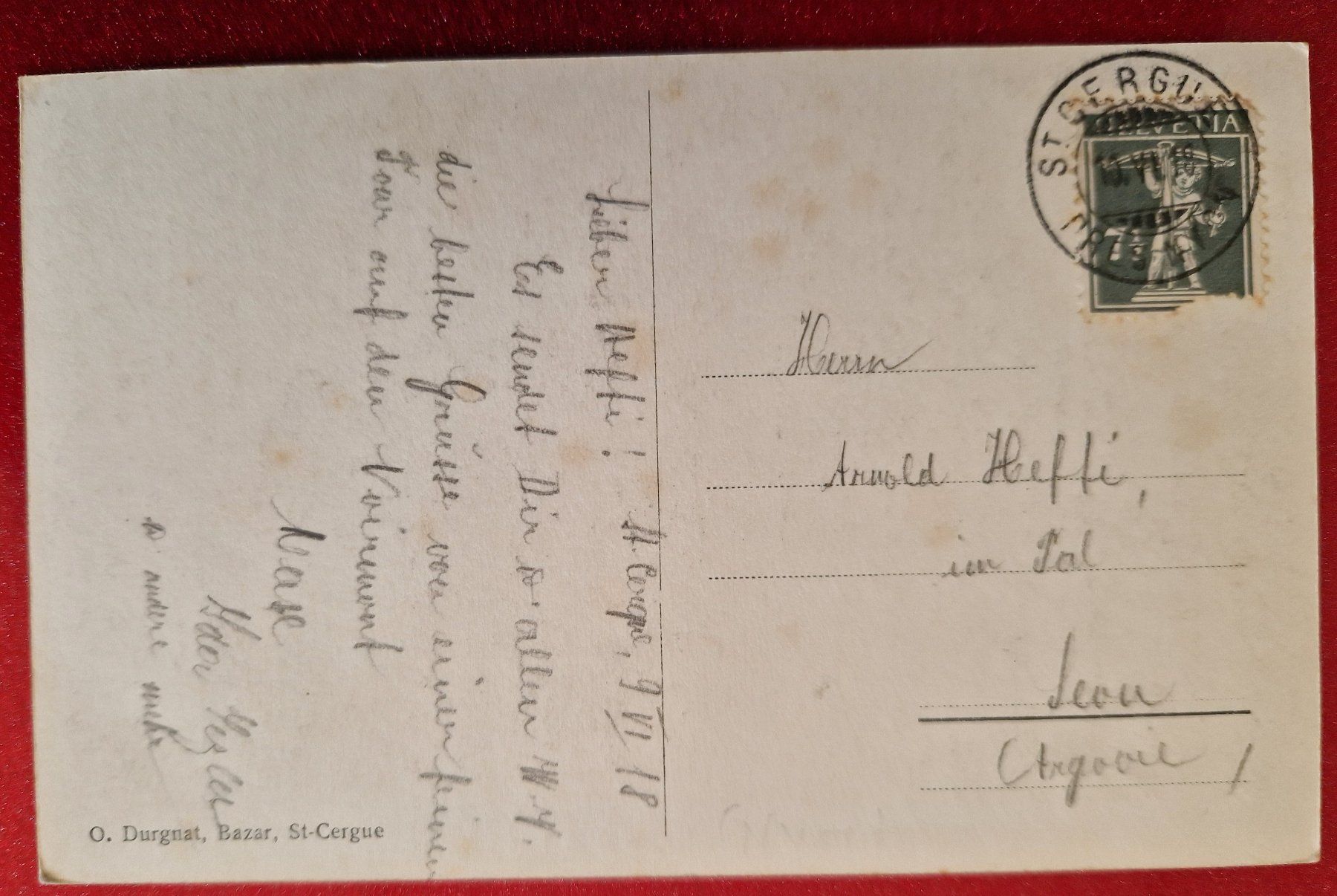 Ansichtskarten: Saint-Cergue et la Dôle 1918 – Gebraucht aus Melchnau von Fishel 1