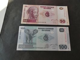 Congo 2007, Set 50 und 100 Francs  ungefaltet