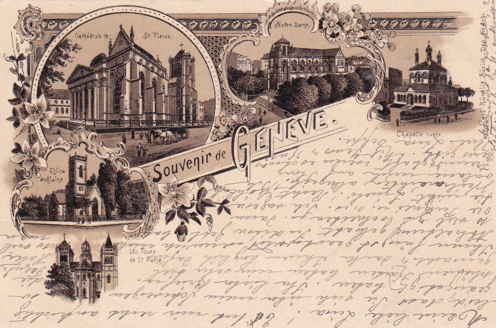 Ansichtskarten: Souvenir de Genève  1899 – Gebraucht aus Cormoret von Pascalll2001