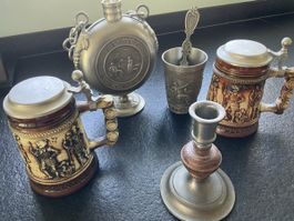 Antike Zinn- und Keramiksammlung: Krüge, Flasche, mehr!