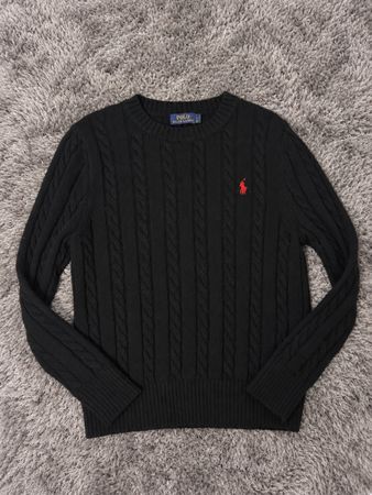 Polo Ralph Lauren Zopfmuster Pullover schwarz Grösse S