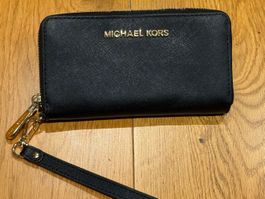 Michael Kors Zip-Around Clutch Portemonnaie (Schwarz/Gold)