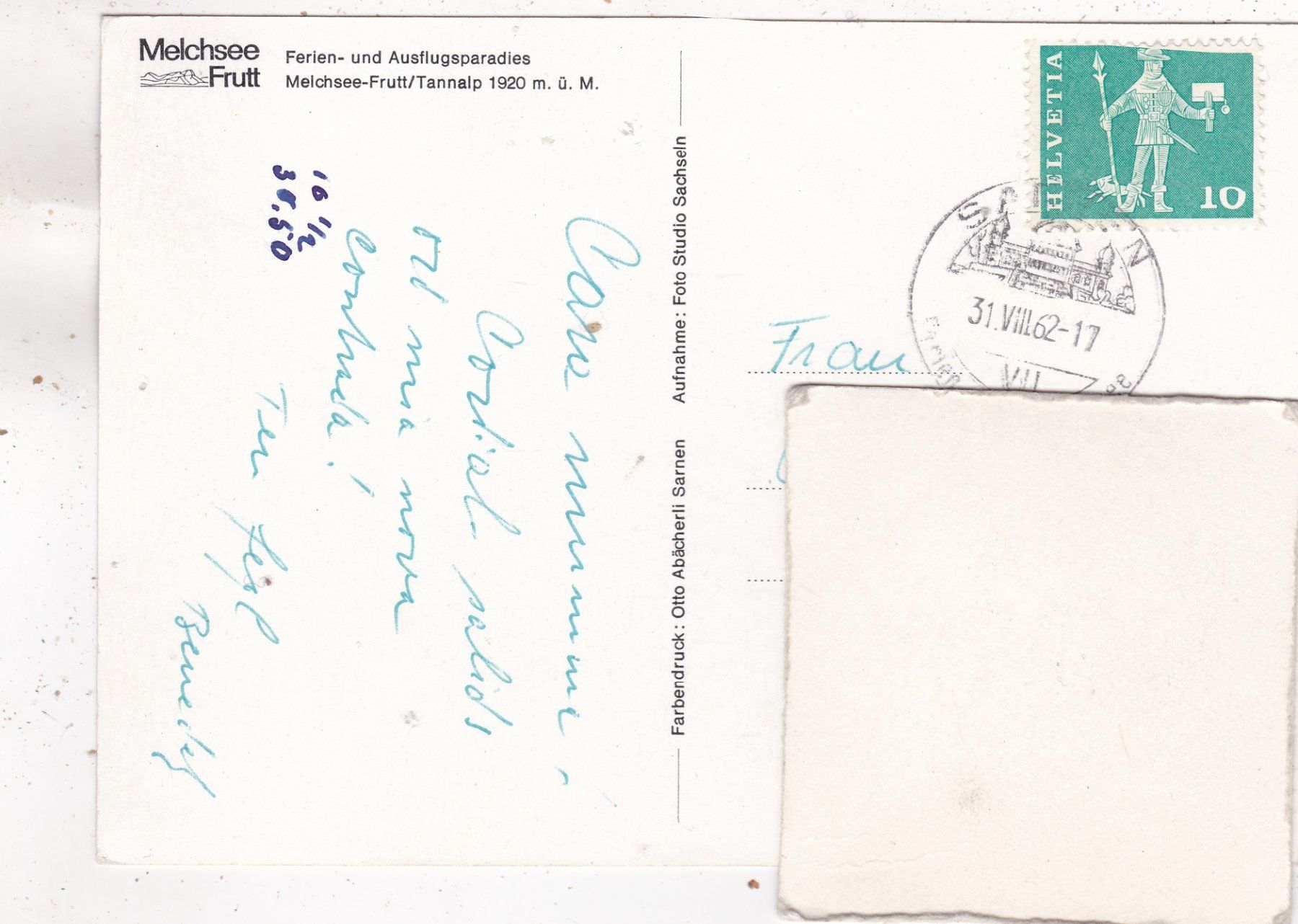 Cartes postales: Melchsee Frutt 1962 – D'occasion à Herisau par Lisegrat2008 1